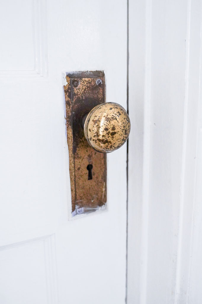 Vintage craftsman interior door knobs in 100 year old house