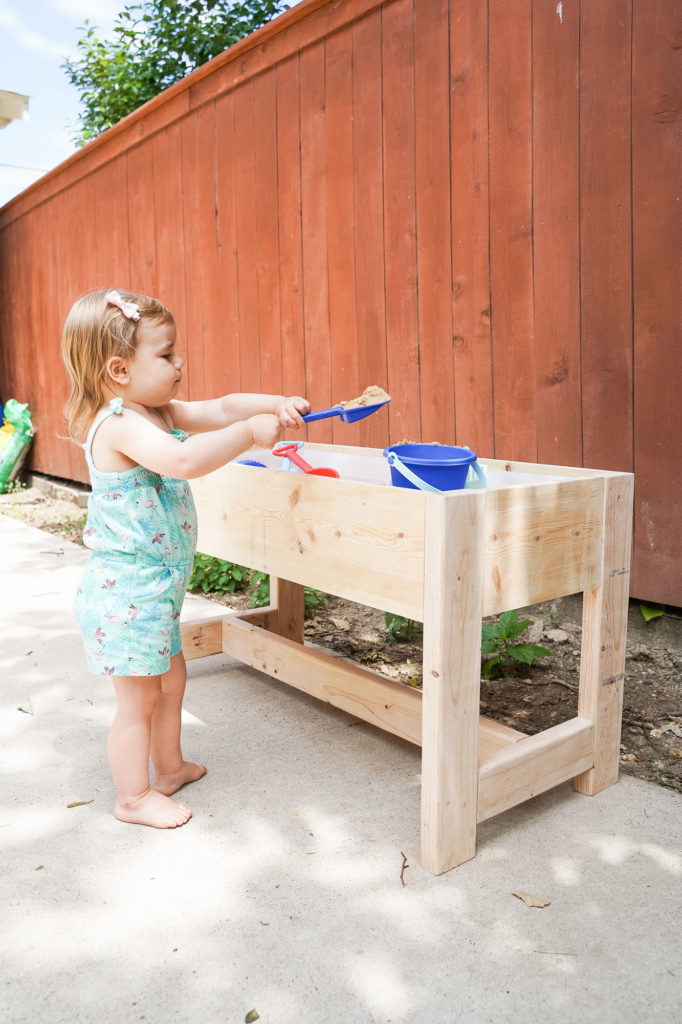 How to build a sand or sensory table from 4 pieces of wood