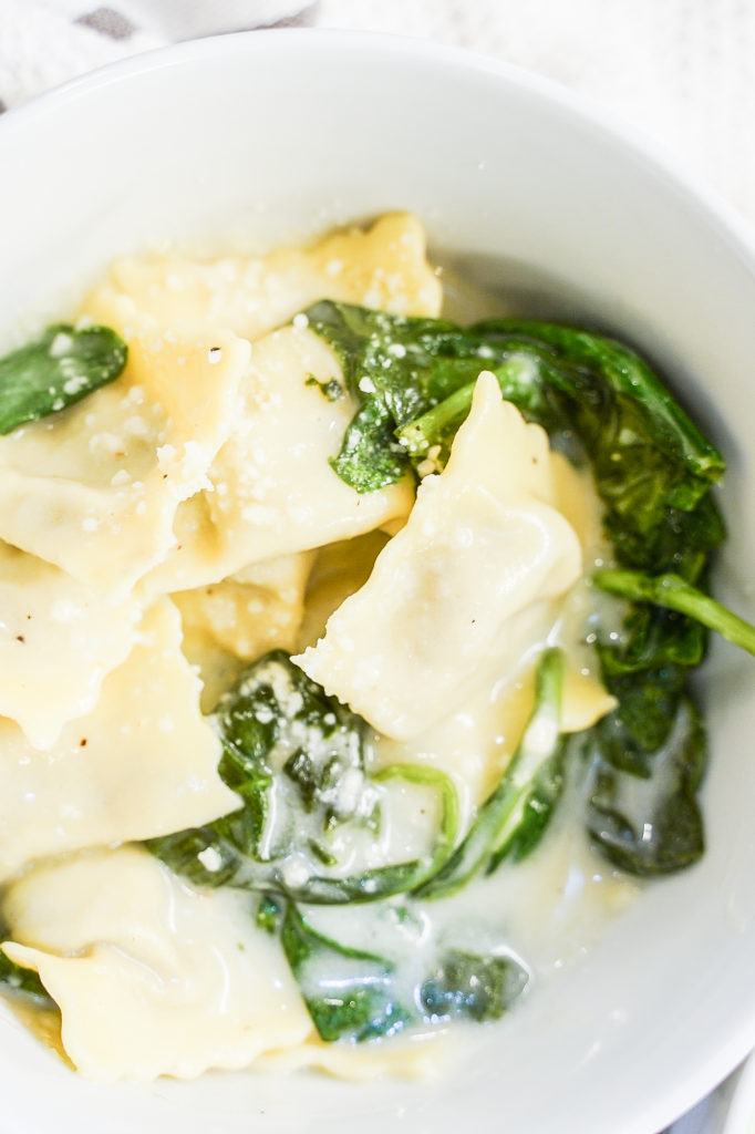 Homemade Mushroom Ravioli in a Light Cream Sauce