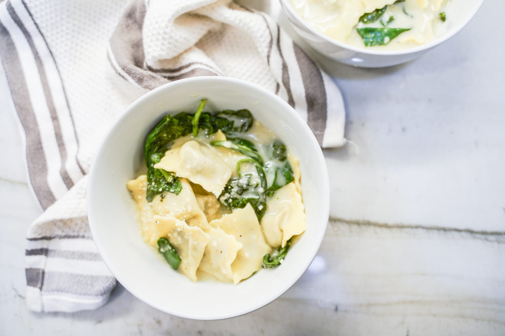 Homemade Mushroom Ravioli in a Light Cream Sauce