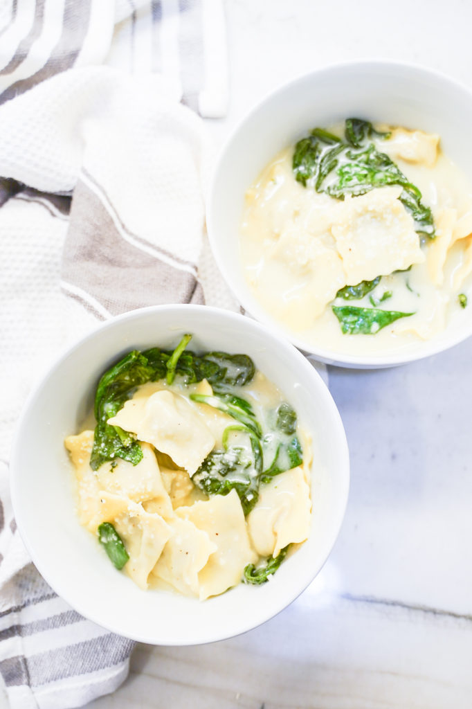 Homemade Mushroom Ravioli in a Light Cream Sauce