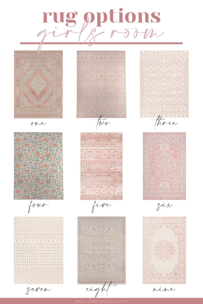 Pink rug options for a little girl's room