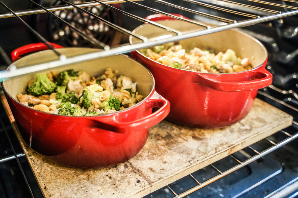 Easy chicken and protein pasta casserole with lots of veggies