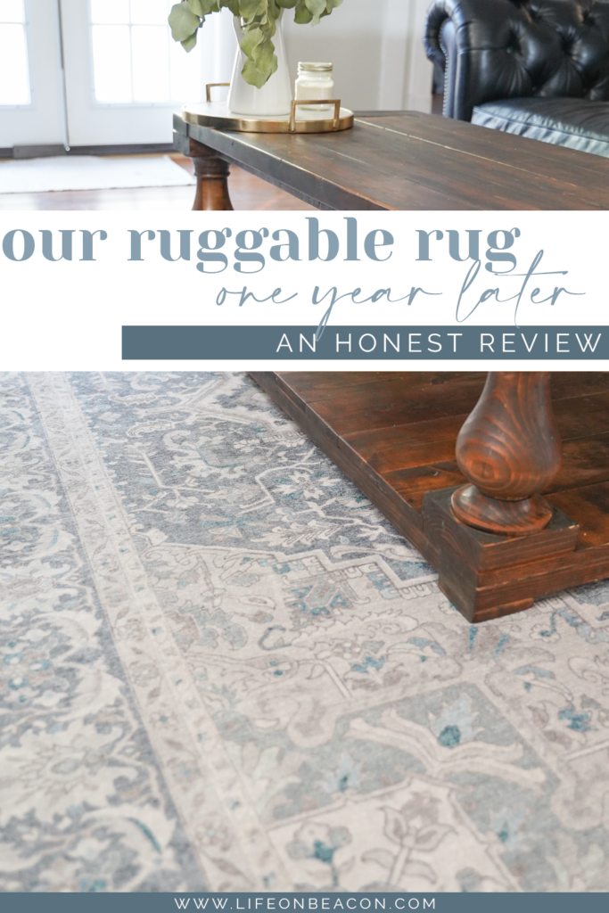 An honest review of our Ruggable Hendesi Heriz Abalone Rug, one year later.