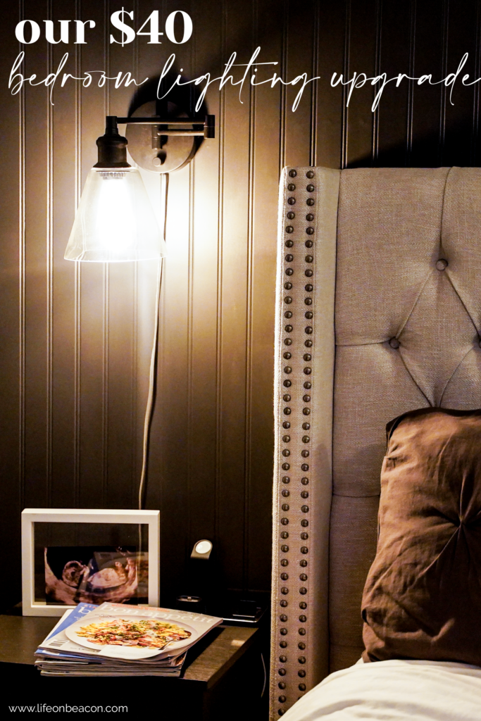 Plug-in wall sconces, an easy $40 bedroom upgrade