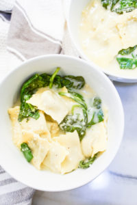 Homemade Mushroom Ravioli in a Light Cream Sauce