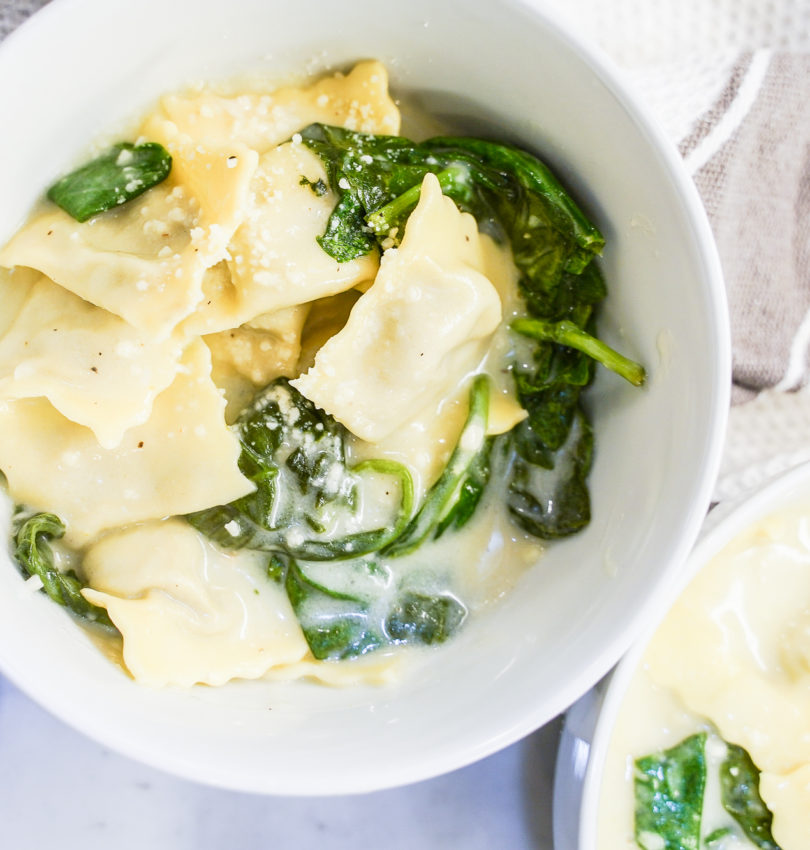 Homemade Mushroom Ravioli in a Light Cream Sauce