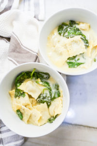 Homemade Mushroom Ravioli in a Light Cream Sauce