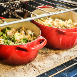 Easy chicken and protein pasta casserole with lots of veggies